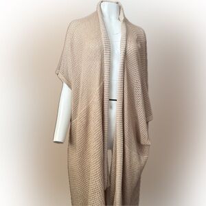 Universal Thread Sand Open Weave Knit Poncho Cardigan